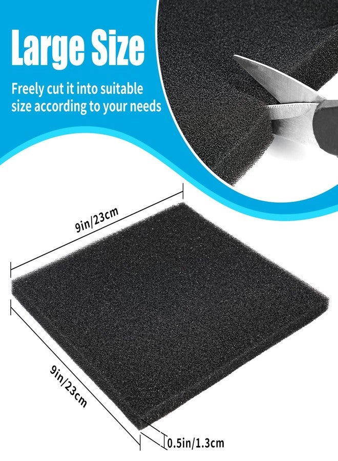 AQUANEAT 2 Pack Aquarium Bio Sponge Filter Media Pad Cut-to-Size Open Cell Foam Sheet for Fish Tank Sump (9" x 9" x 0.5") Black - Image 2